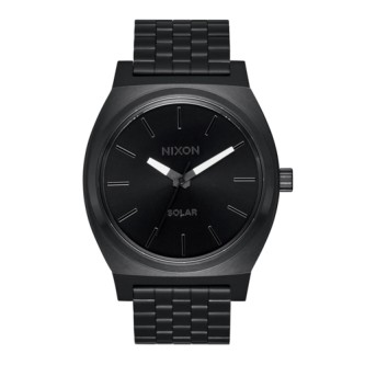 Nixon - Mens Time Teller Solar Black Stainless Steel Watch, Black Dial
